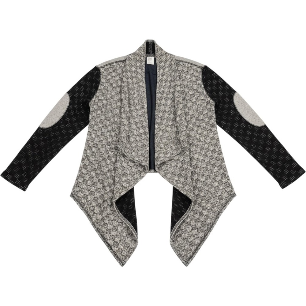 Saturday Sunday Anthropologie Mixed Knit Draped Open Cardigan Black White XSP